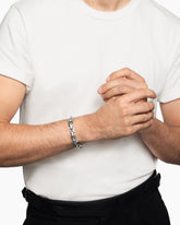 Faceted Flat Link Bracelet in Sterling Silver, 11mm